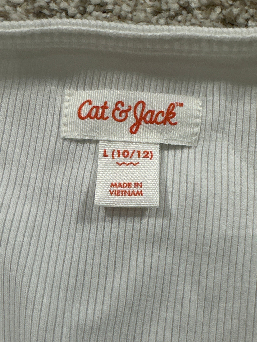 Cat & Jack girls white ribbed ruffle strap tank top, L 10/12