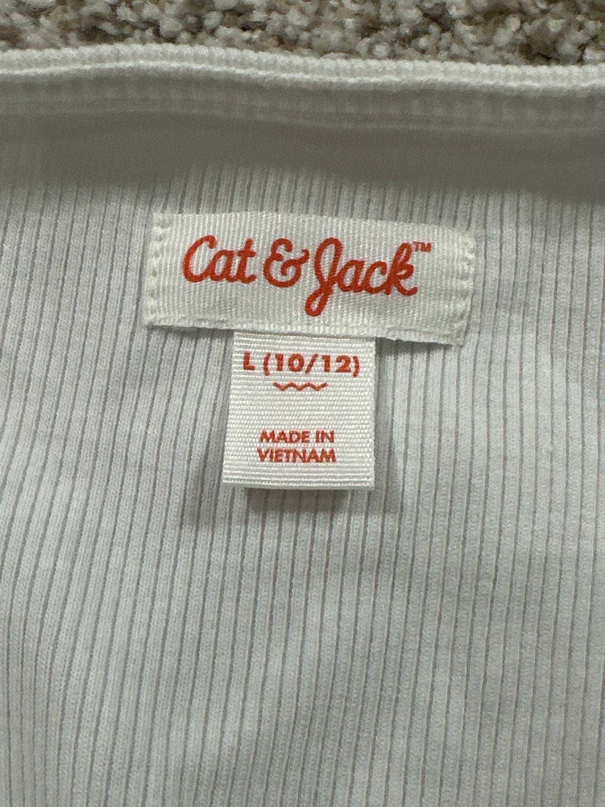 Cat & Jack girls white ribbed ruffle strap tank top, L 10/12