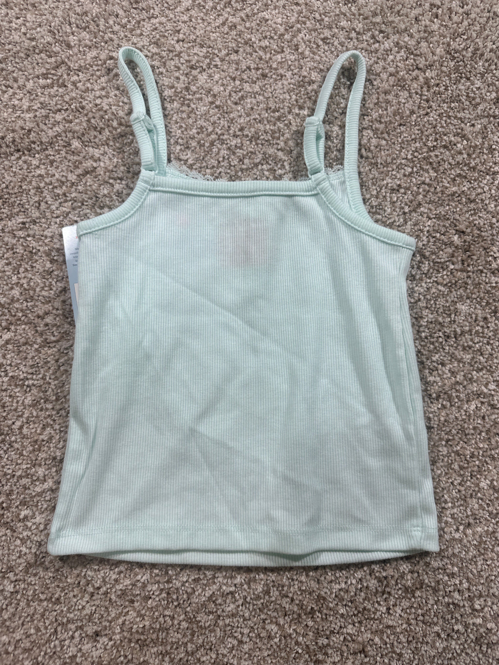Cat & Jack girls pale mint beach club ribbed fitted tank top, XS 4/5