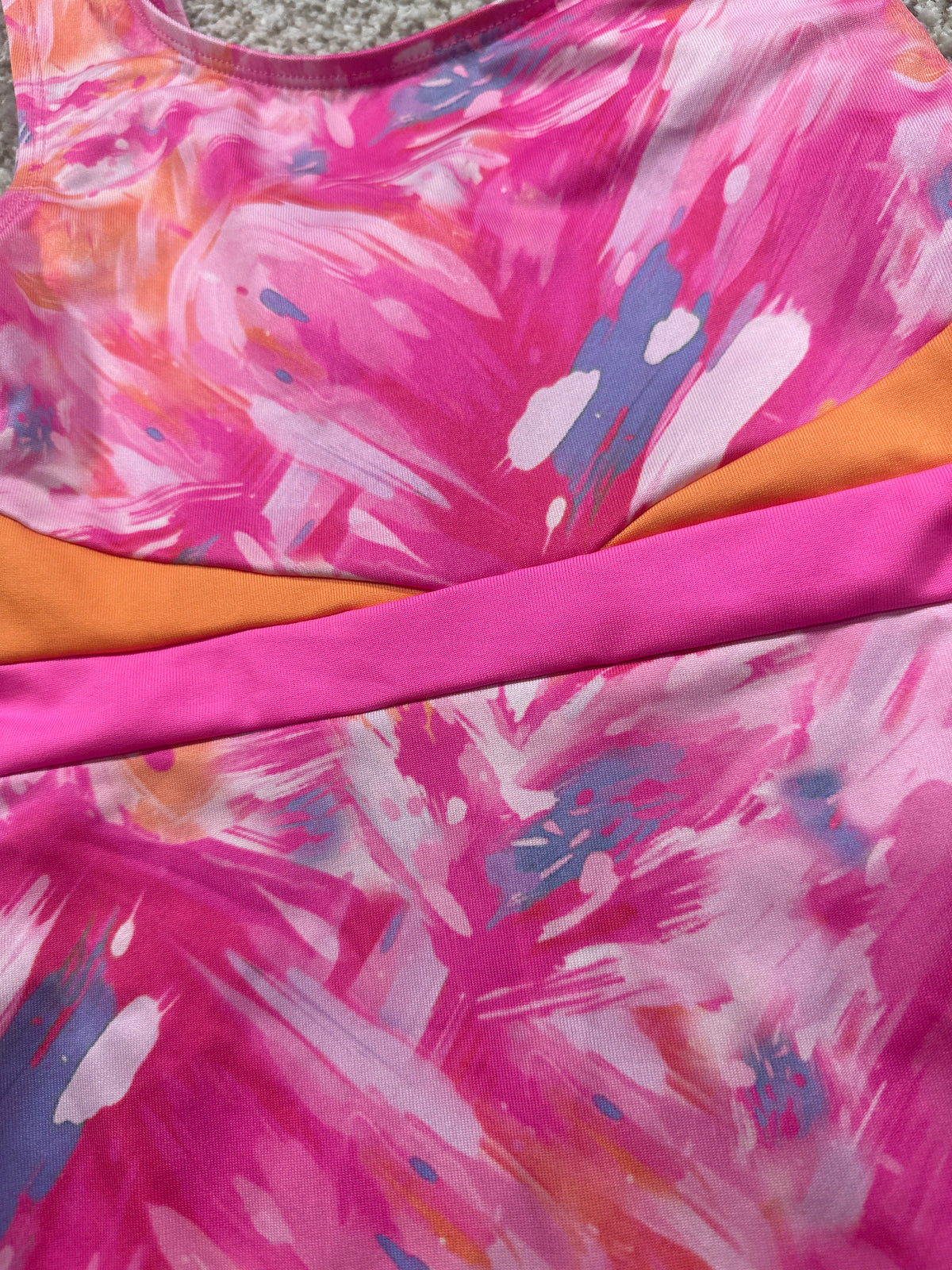 Cat & Jack girls pink abstract one-piece swimsuit detail 2