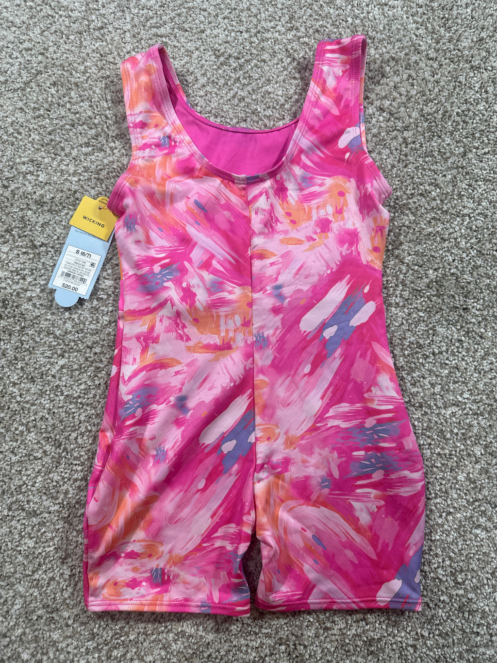 Cat & Jack girls pink abstract one-piece swimsuit detail 3