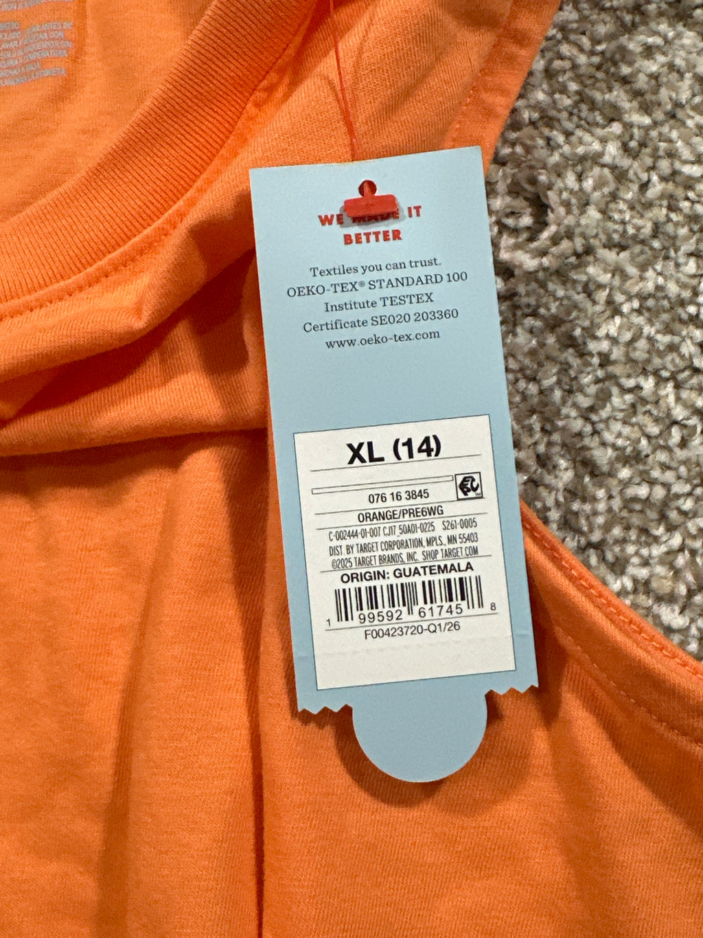 Cat & Jack orange sleeveless tank top size XL 14