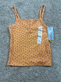 Cat & Jack girls yellow orange floral lace-trim henley tank top, size S 6 7