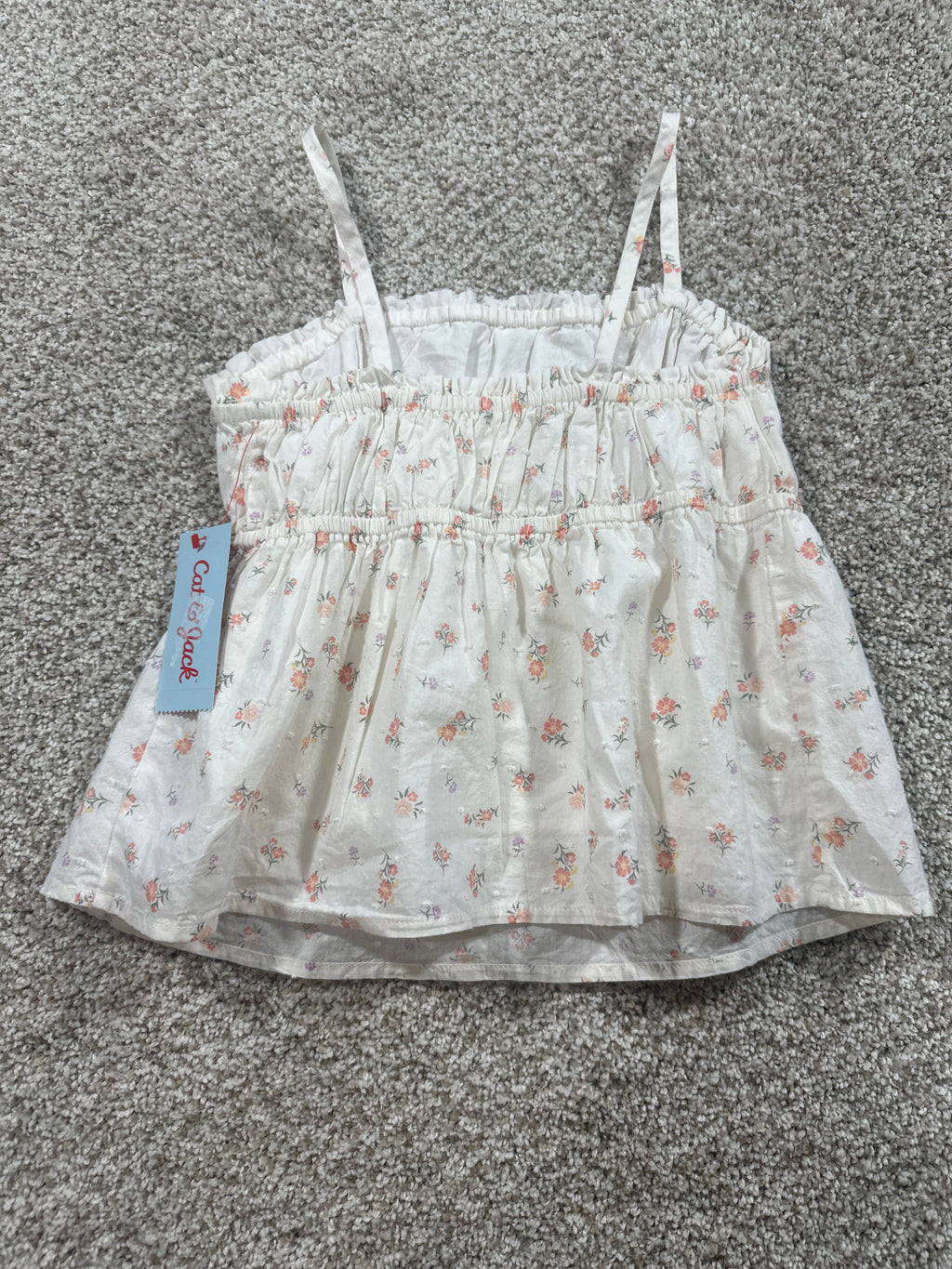 Cat & Jack cream floral smocked sundress size M 8