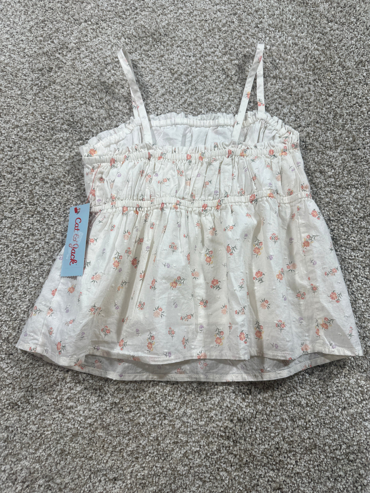 Cat & Jack cream floral smocked sundress size M 8