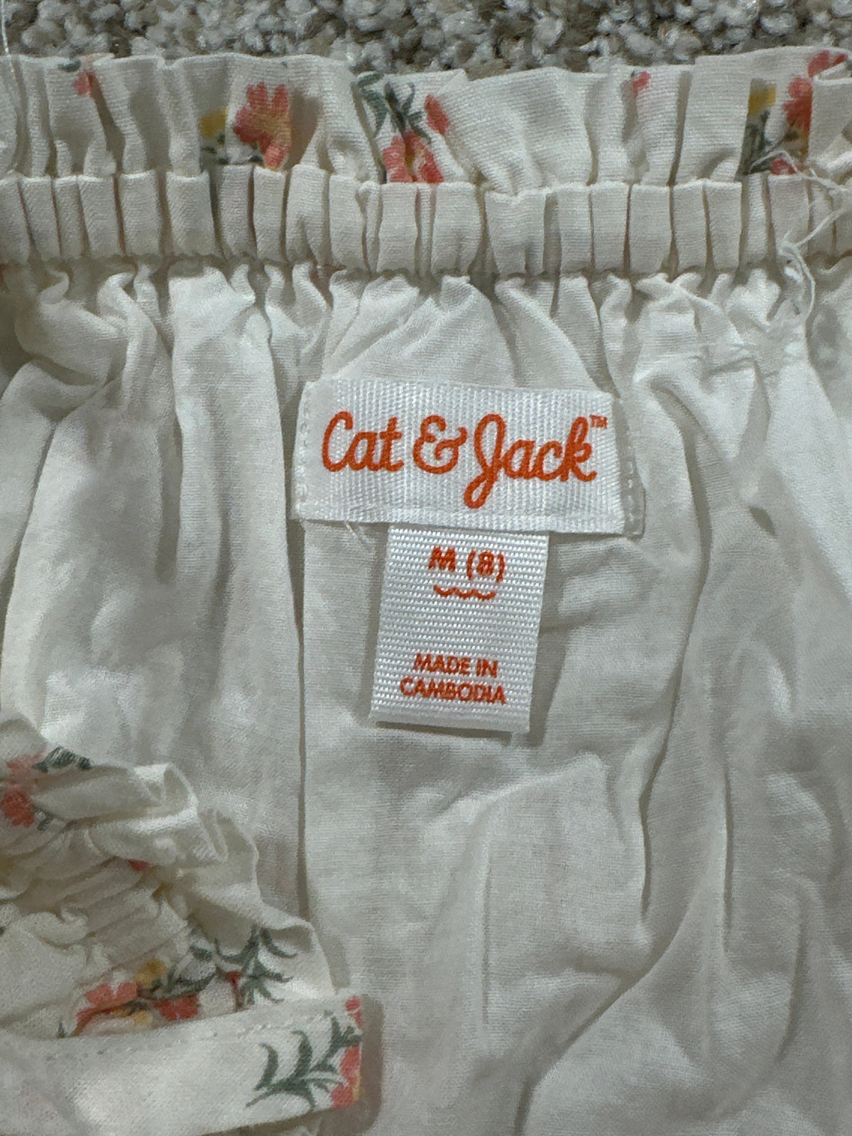 Cat & Jack cream floral smocked sundress size M 8