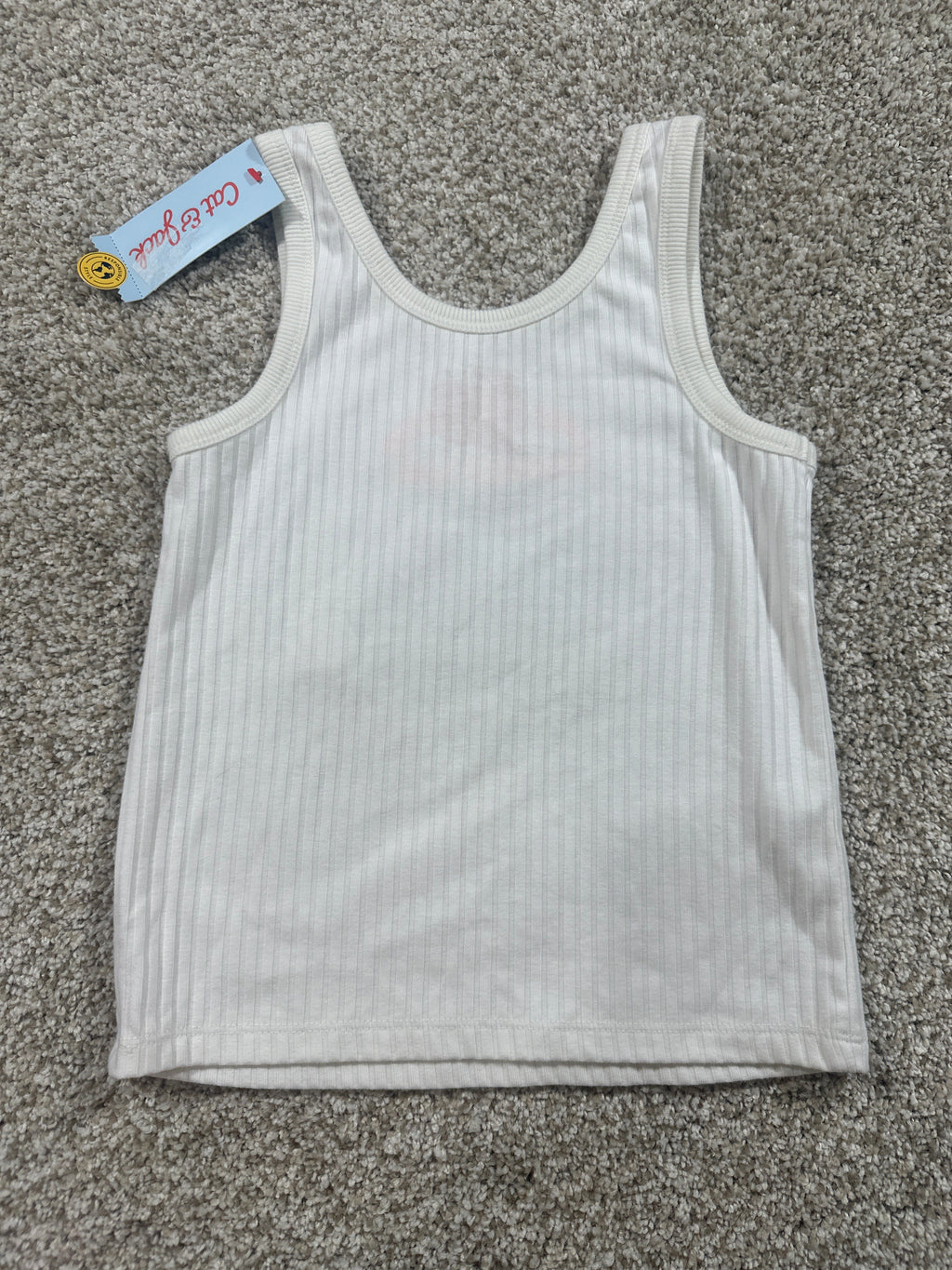 Cat & Jack girls cream Lake Superior Sunshine Club ribbed tank top, S 6/7