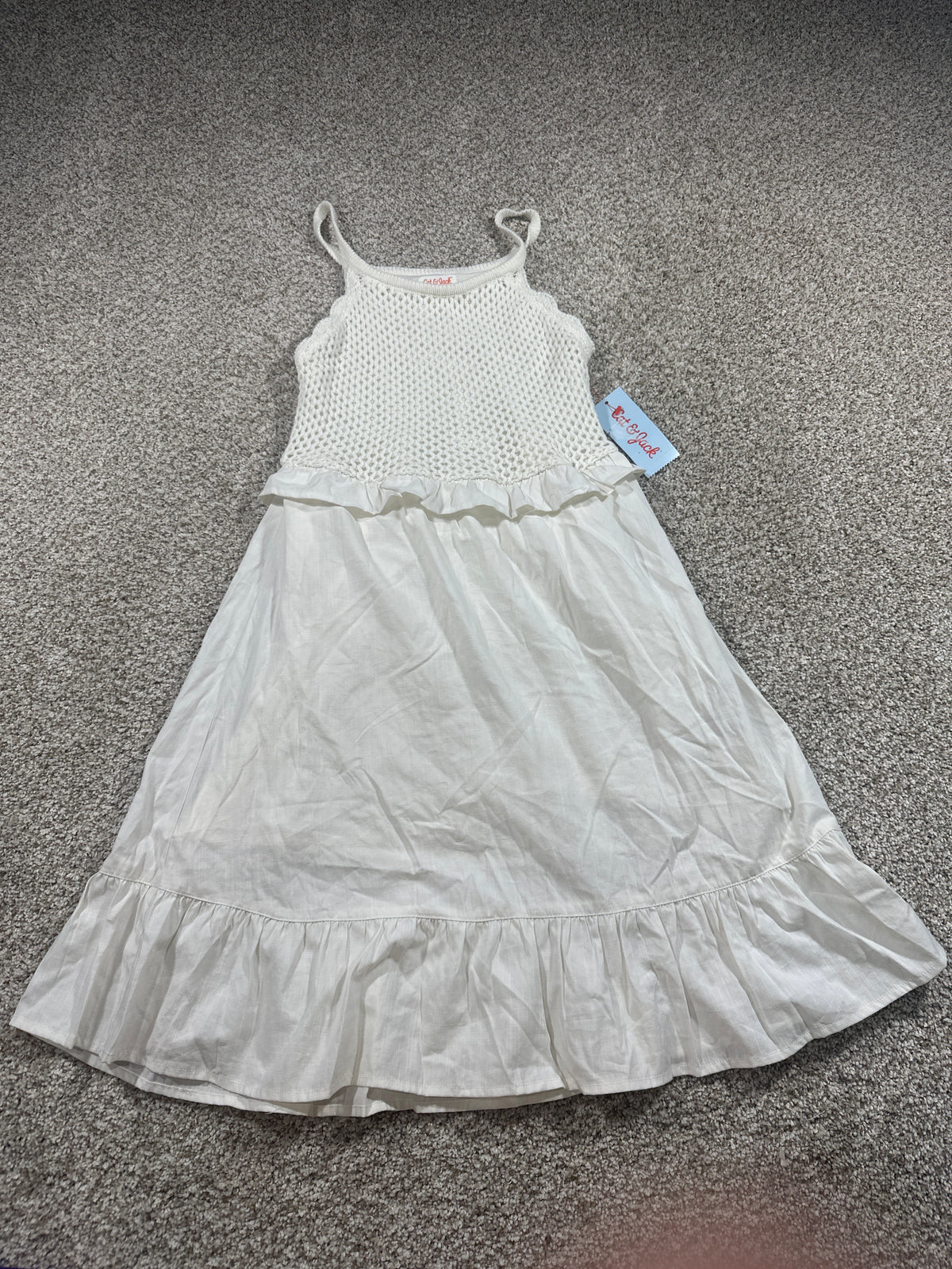 Cat & Jack Almond Cream Knit Ruffle Dress Size L (10-12) - photo 1