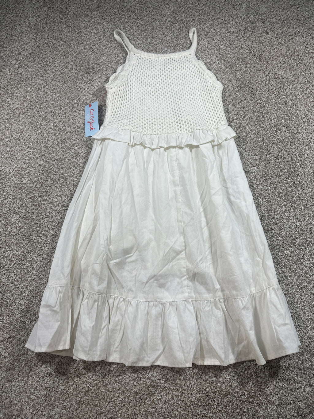 Cat & Jack Almond Cream Knit Ruffle Dress Size L (10-12) - photo 3