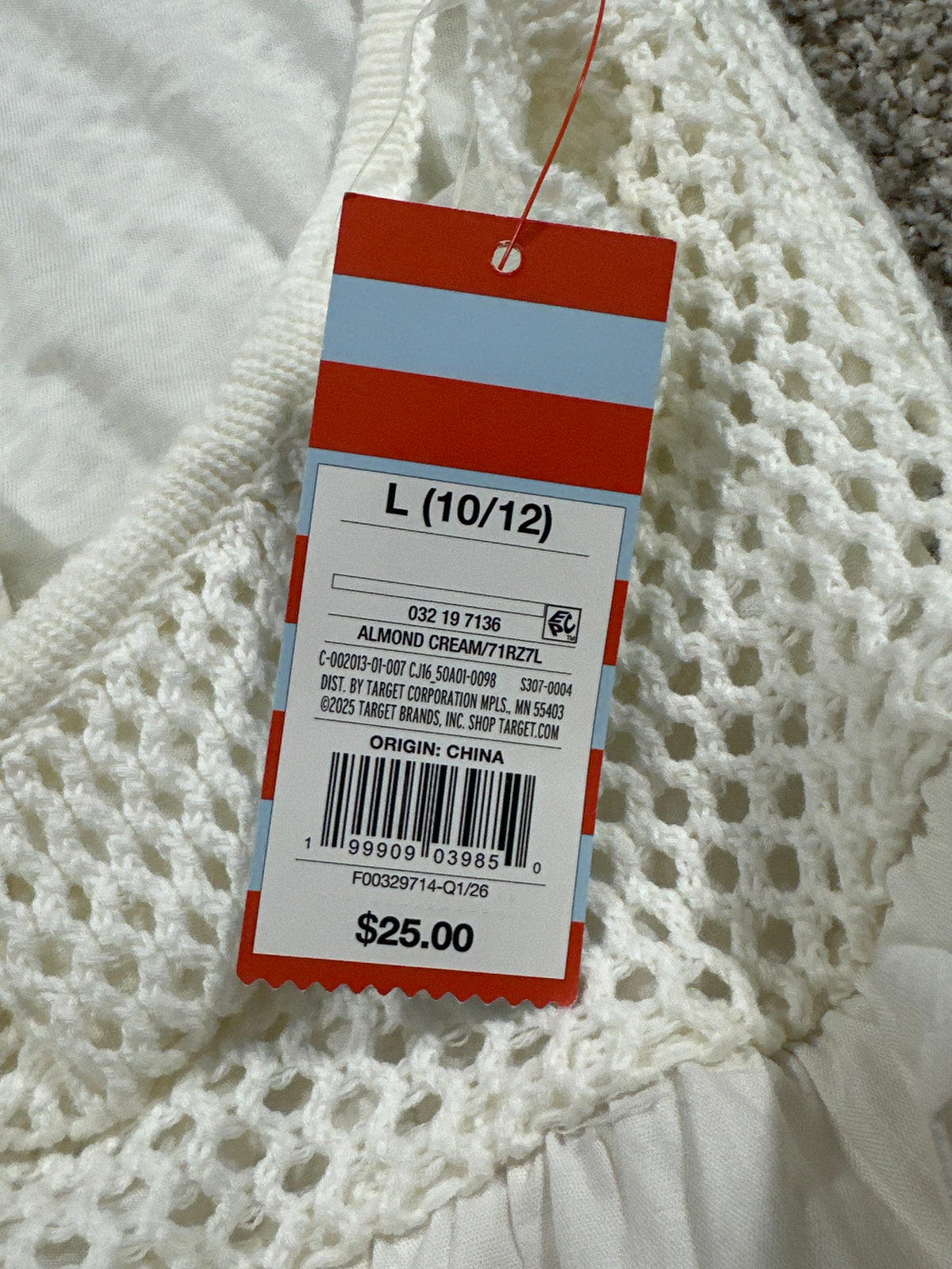 Cat & Jack Almond Cream Knit Ruffle Dress Size L (10-12) - photo 5