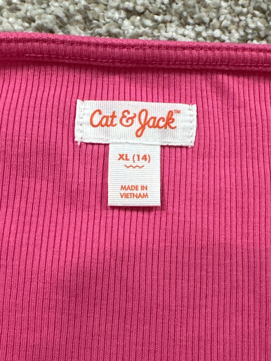 Cat & Jack girls dark pink ribbed ruffle tank top, size XL (14)
