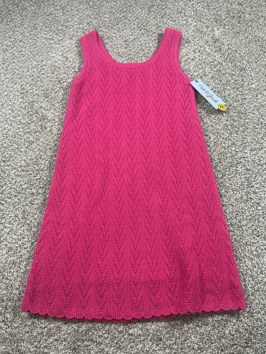 Cat & Jack pink pointelle knit sleeveless dress size S 6/7