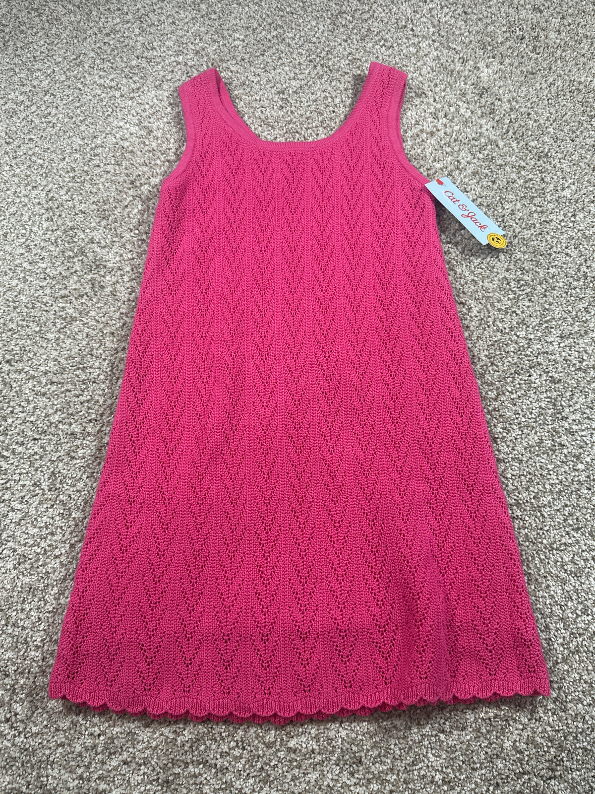 Cat & Jack pink pointelle knit sleeveless dress size S 6/7