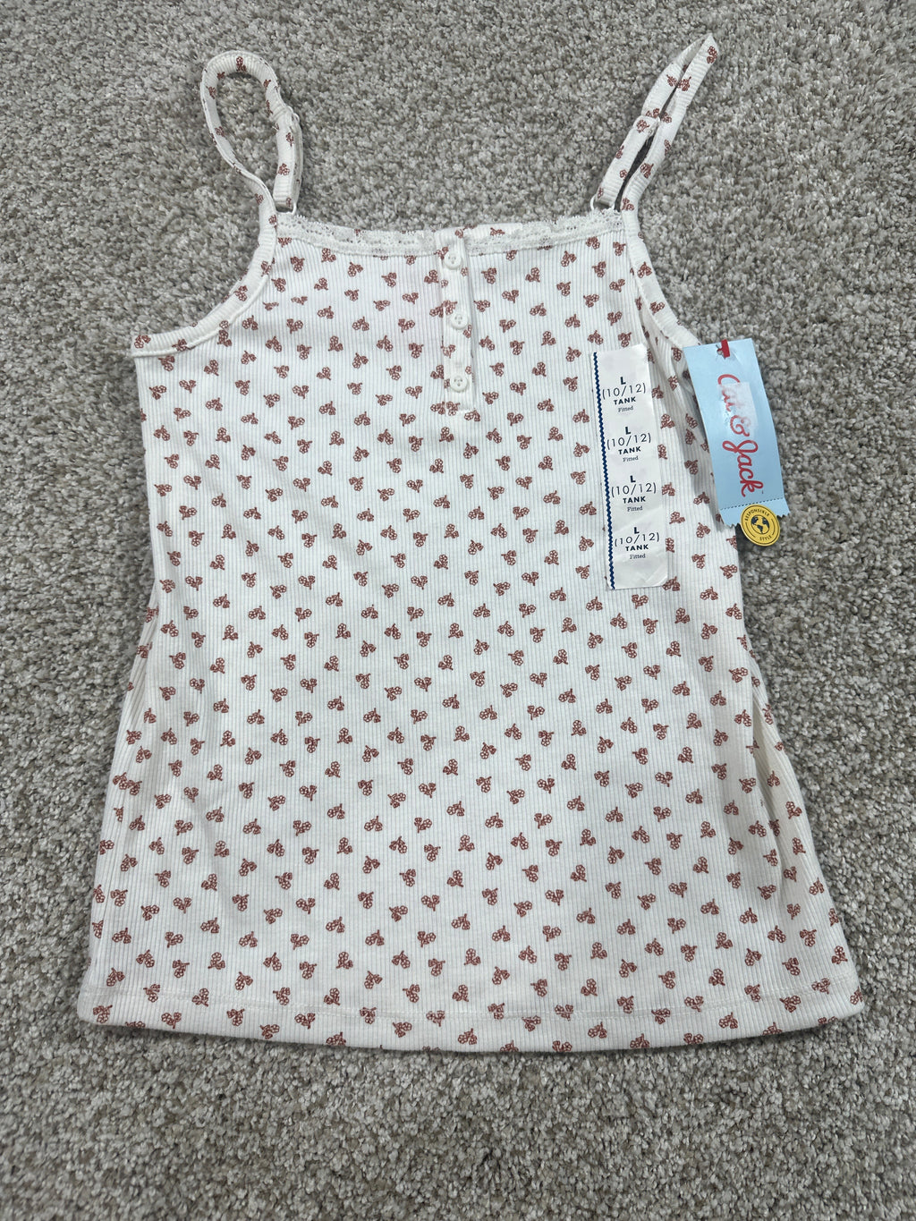 Cat & Jack girls cream cherry ribbed tank top front view