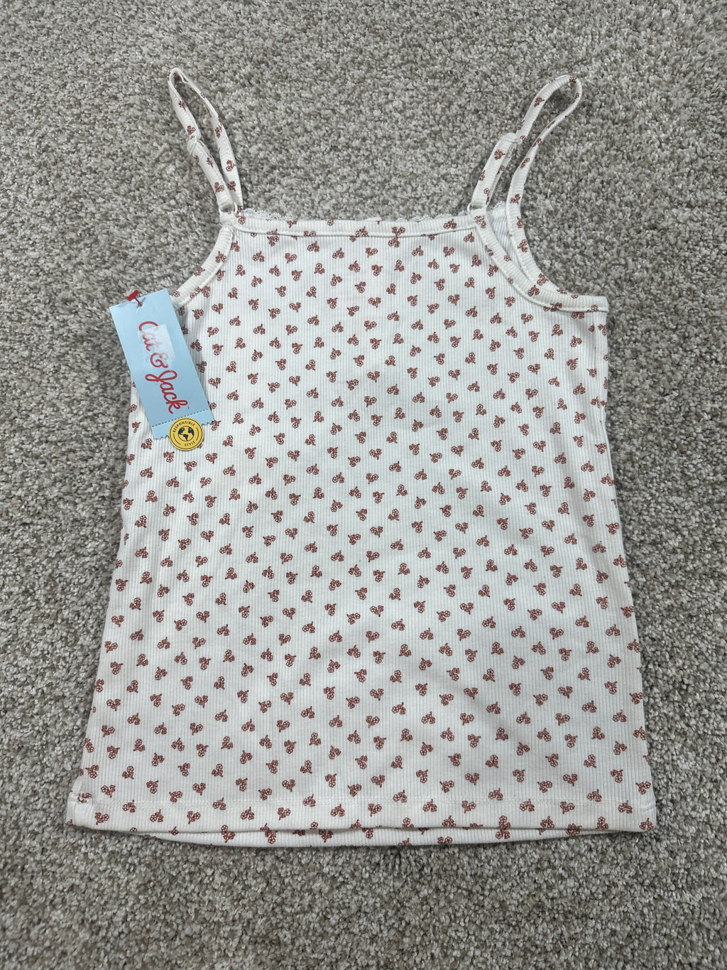 Cat & Jack girls cream cherry ribbed tank top back view