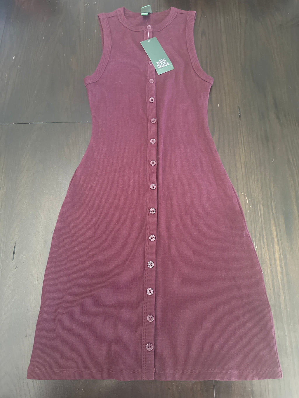 Wild Fable Women’s Ribbed Button Front Mini Dress Dark Red