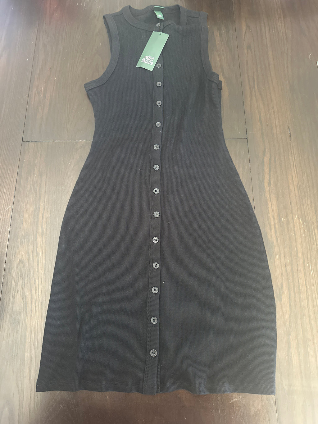 Wild Fable Women’s Ribbed Button Front Mini Dress Black