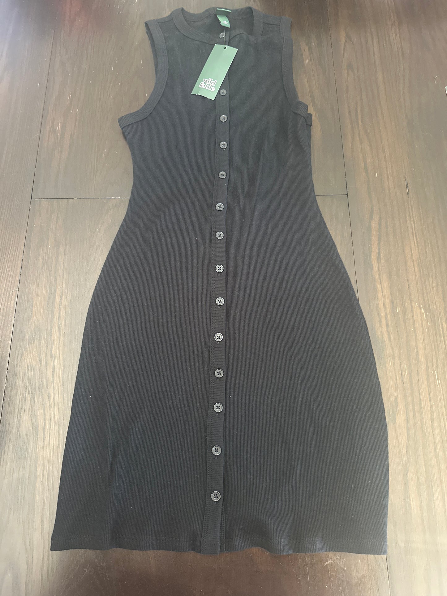 Wild Fable Women’s Ribbed Button Front Mini Dress Black