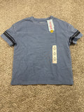 Cat & Jack kids blue oversized stripe sleeve T-shirt, size XS 4/5