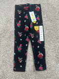 Cat & Jack Girls Black Floral Tough Cotton Leggings 3T NWT