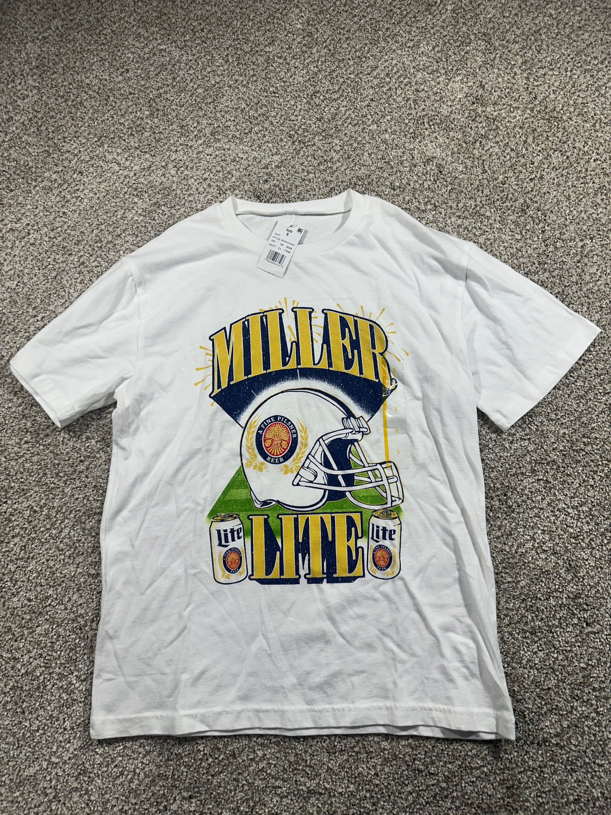 Miller Lite Football Helmet Graphic T Shirt White Size S — photo 1
