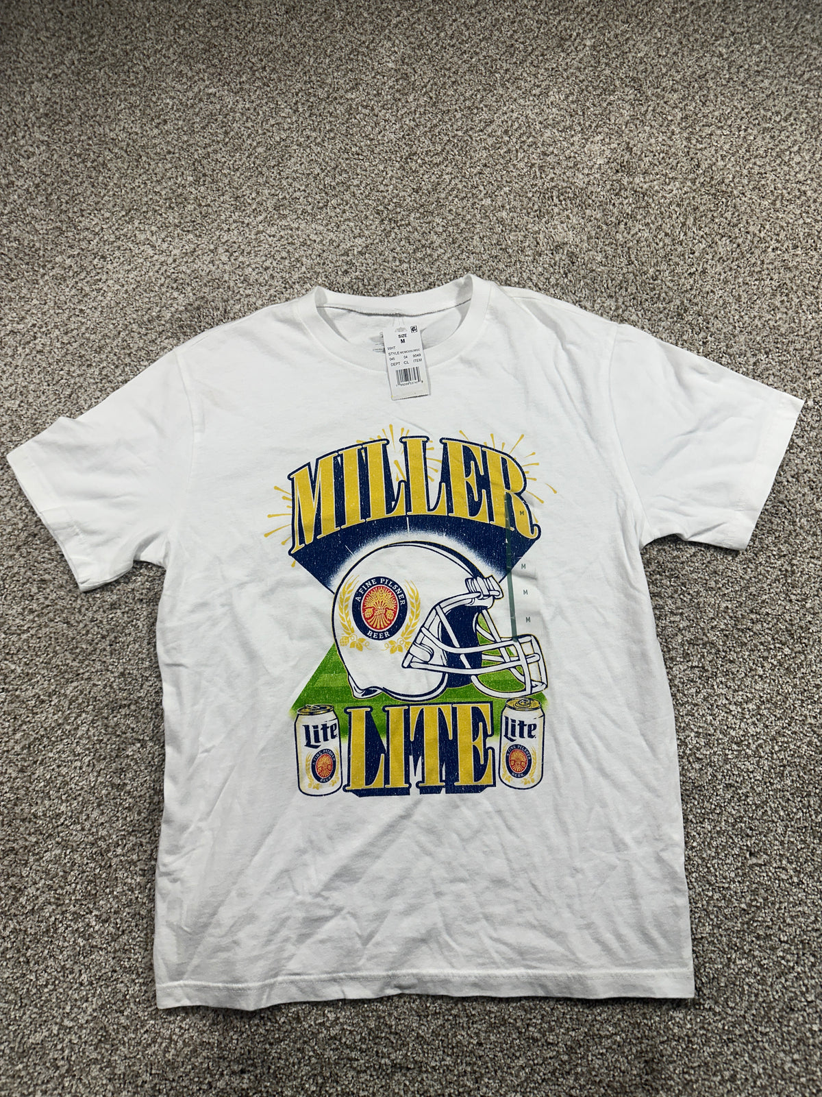 Miller Lite Football Helmet Graphic T Shirt White Size M — photo 1