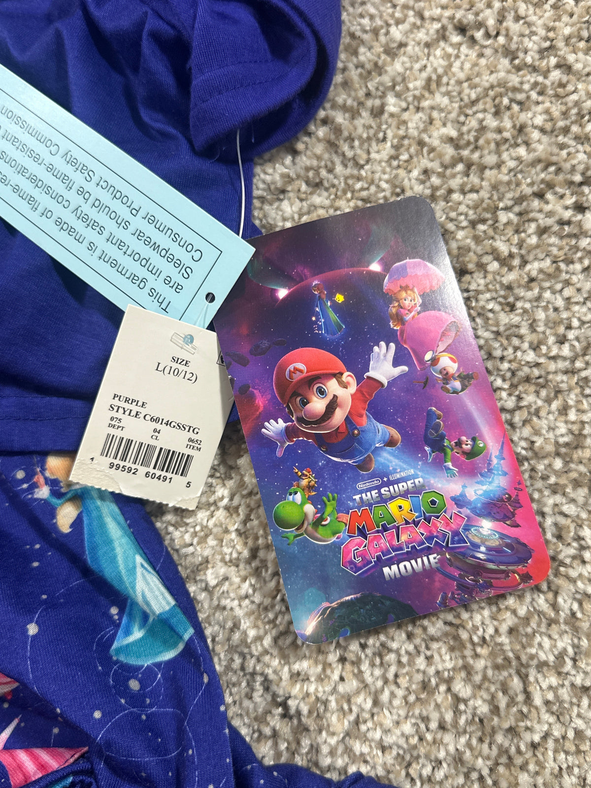 Super Mario Galaxy Movie Princess Peach and Rosalina girls flame-resistant nightgown, size L (10/12)
