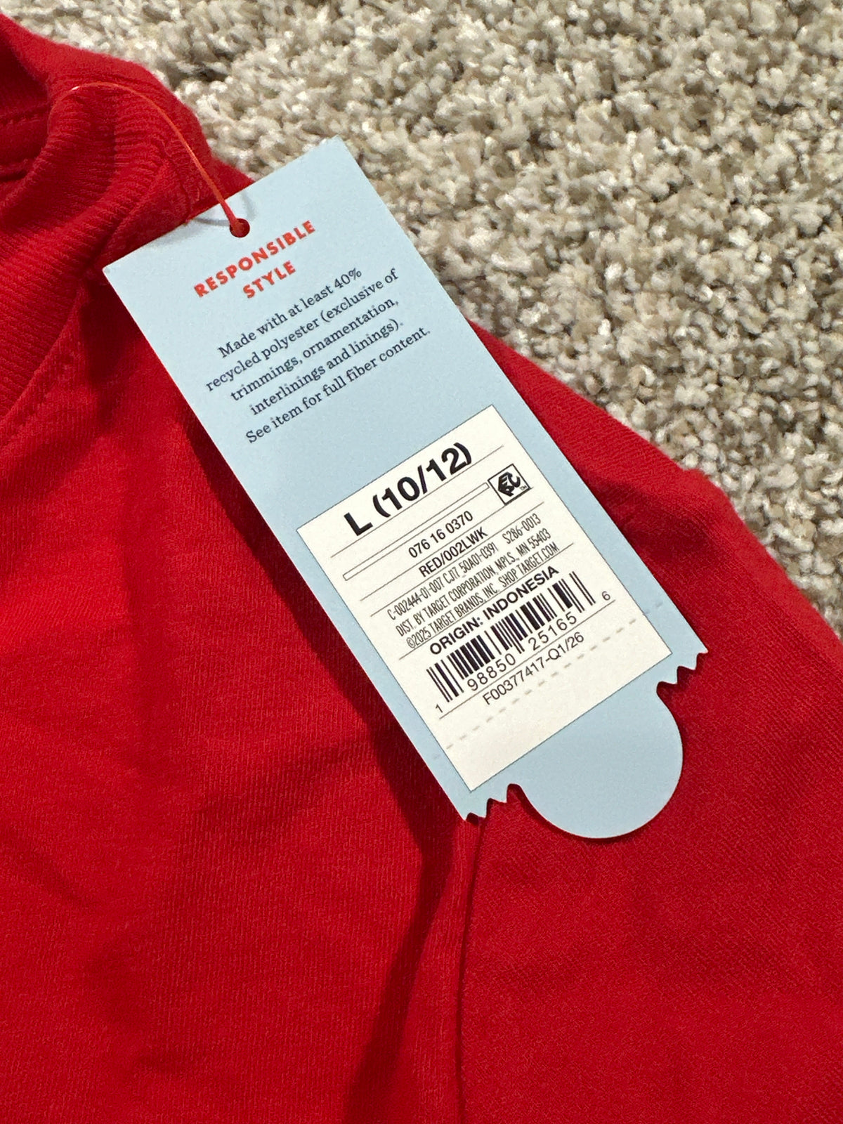 Cat & Jack boys classic short-sleeve T-shirt in red, size L (10/12)