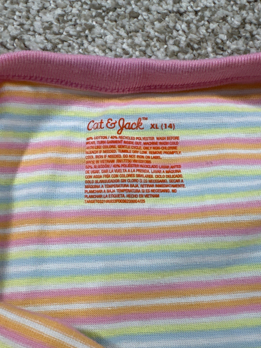 Cat & Jack girls pastel multistripe sleeveless dress size XL 14