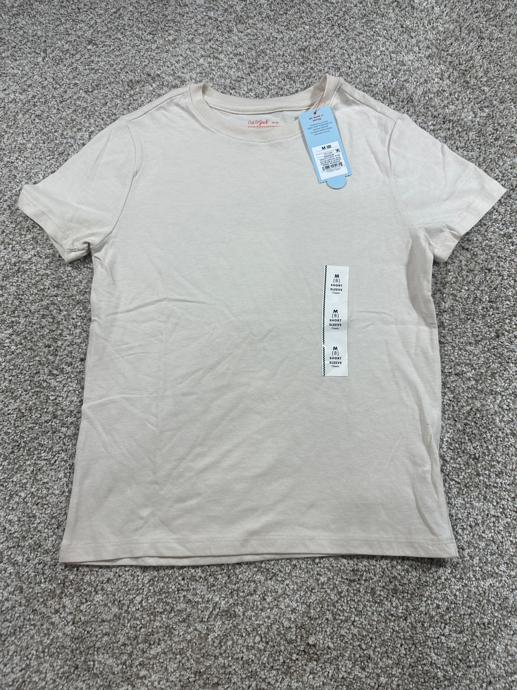 Cat & Jack girls classic short-sleeve beige T-shirt, size M 8