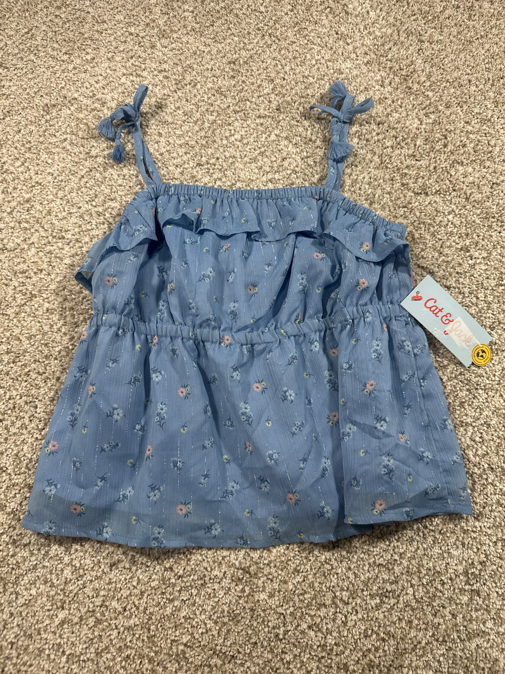 Cat & Jack blue floral ruffle dress size L 10/12