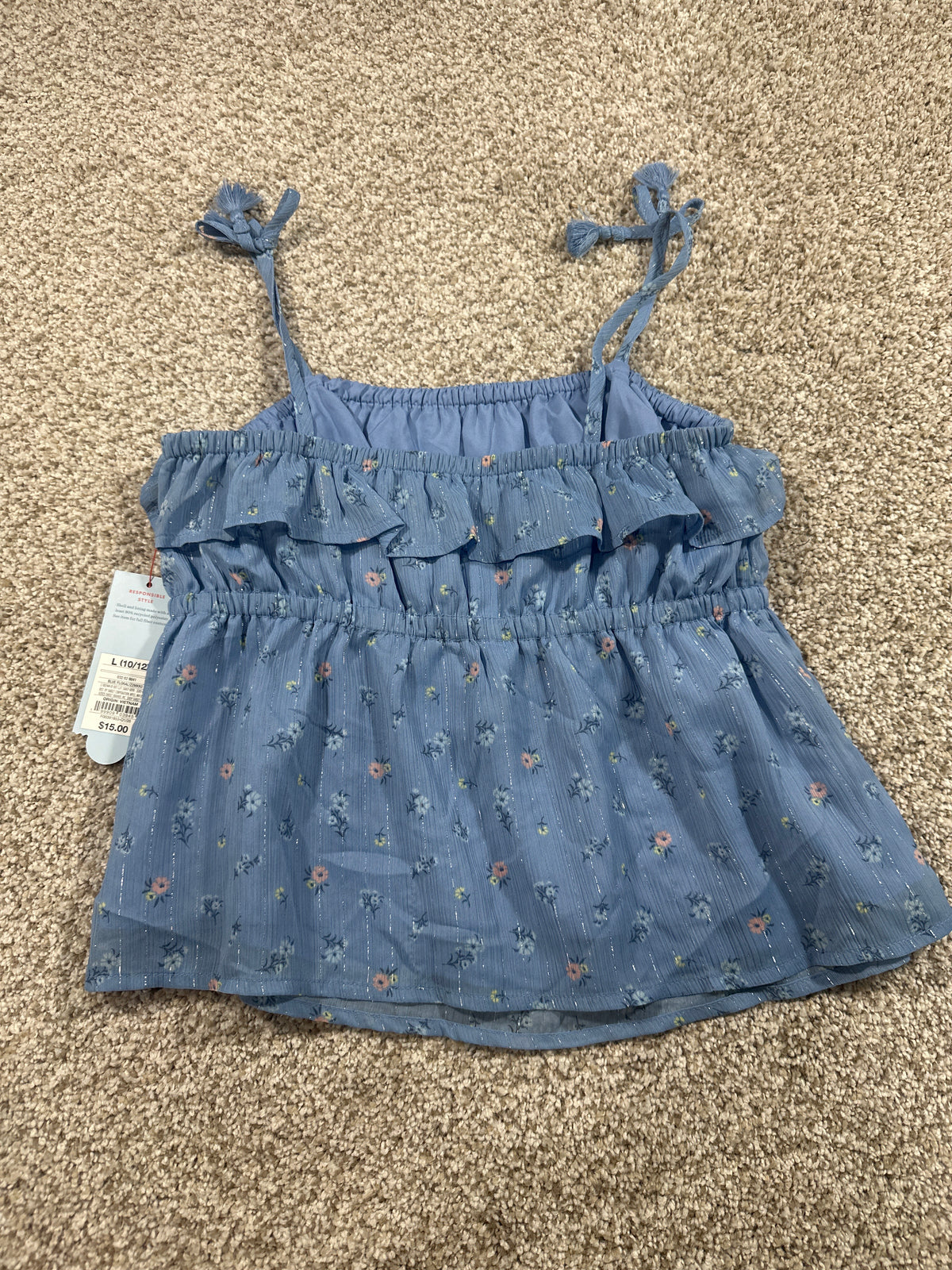 Cat & Jack blue floral ruffle dress size L 10/12