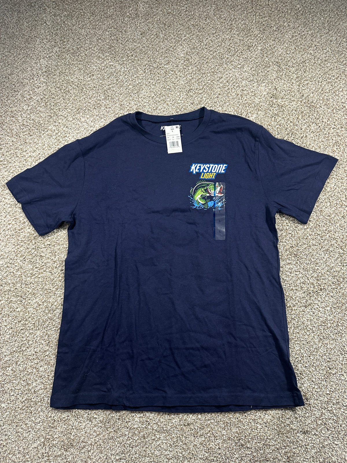 Keystone Light Bass Graphic T Shirt Navy Size L — photo 1