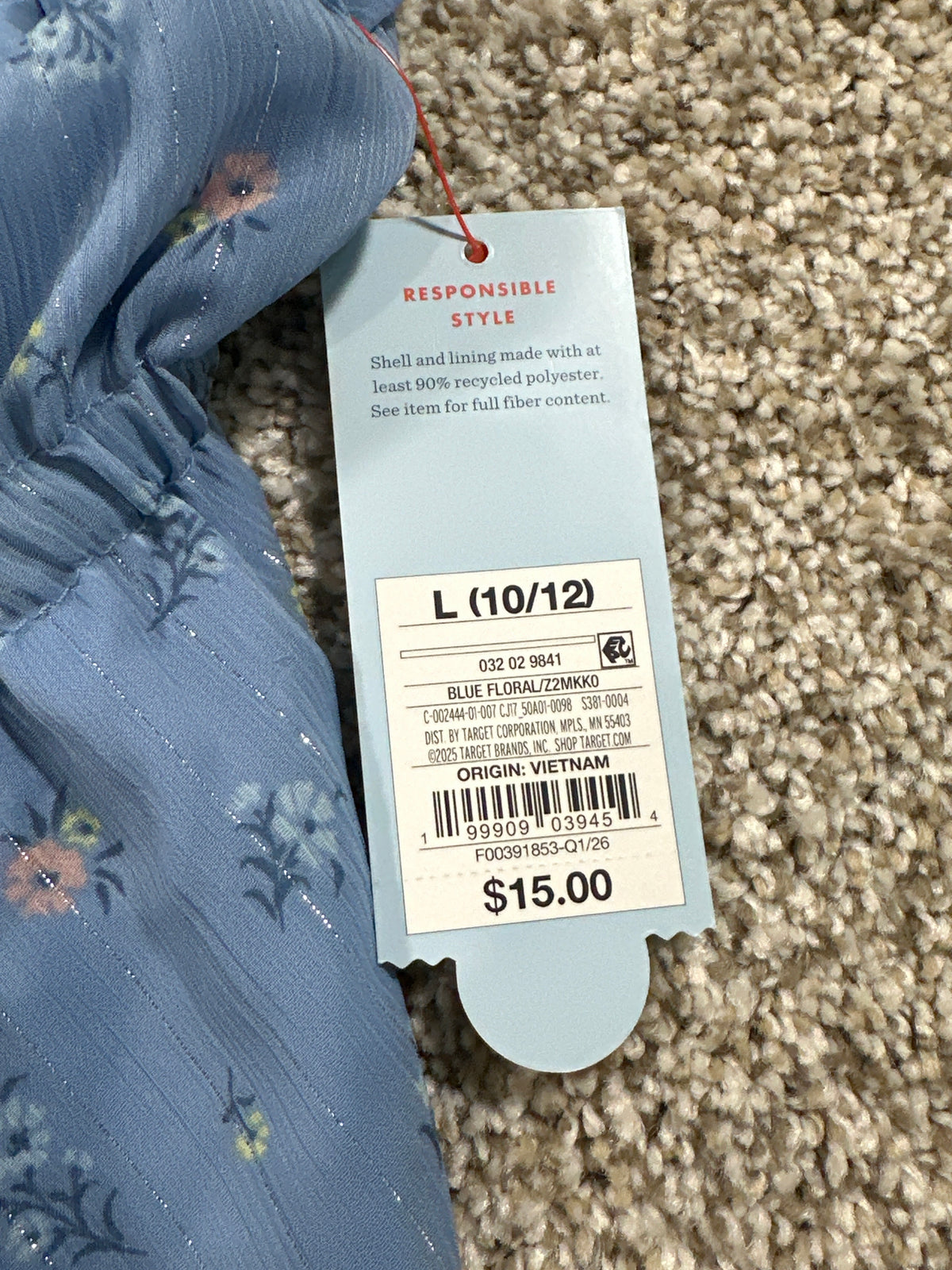 Cat & Jack blue floral ruffle dress size L 10/12