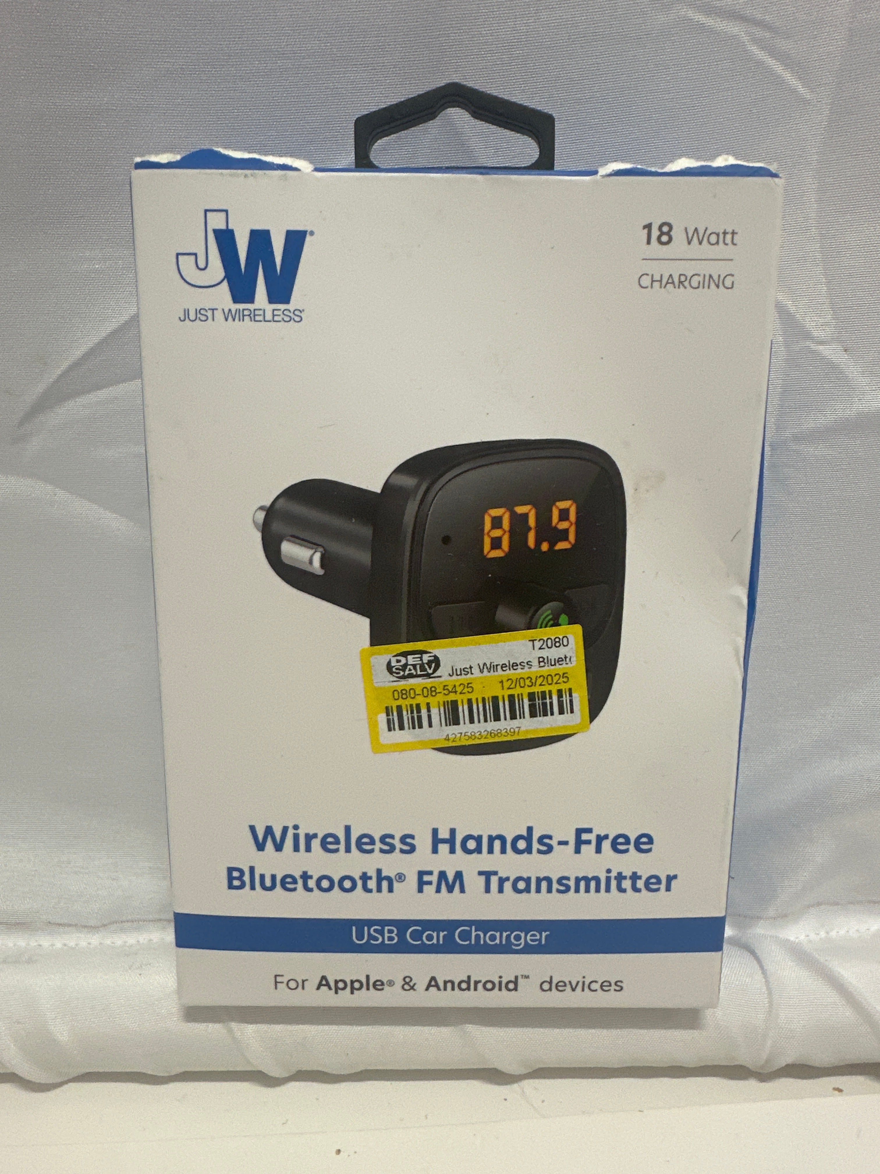 Just Wireless Bluetooth FM Transmitter Car Charger – Hands-Free 18W USB