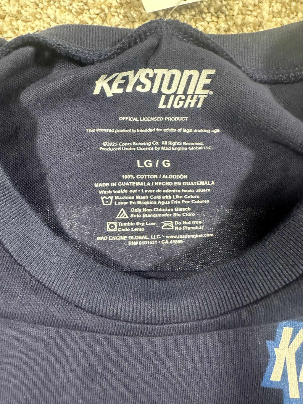 Keystone Light Bass Graphic T Shirt Navy Size L — photo 3