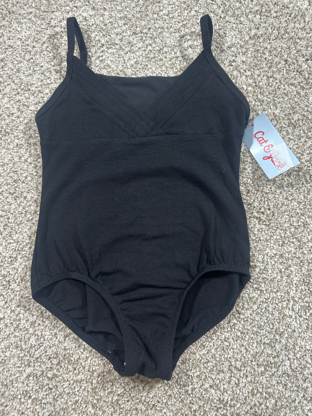 Cat & Jack girls black cami leotard, size S 6/7