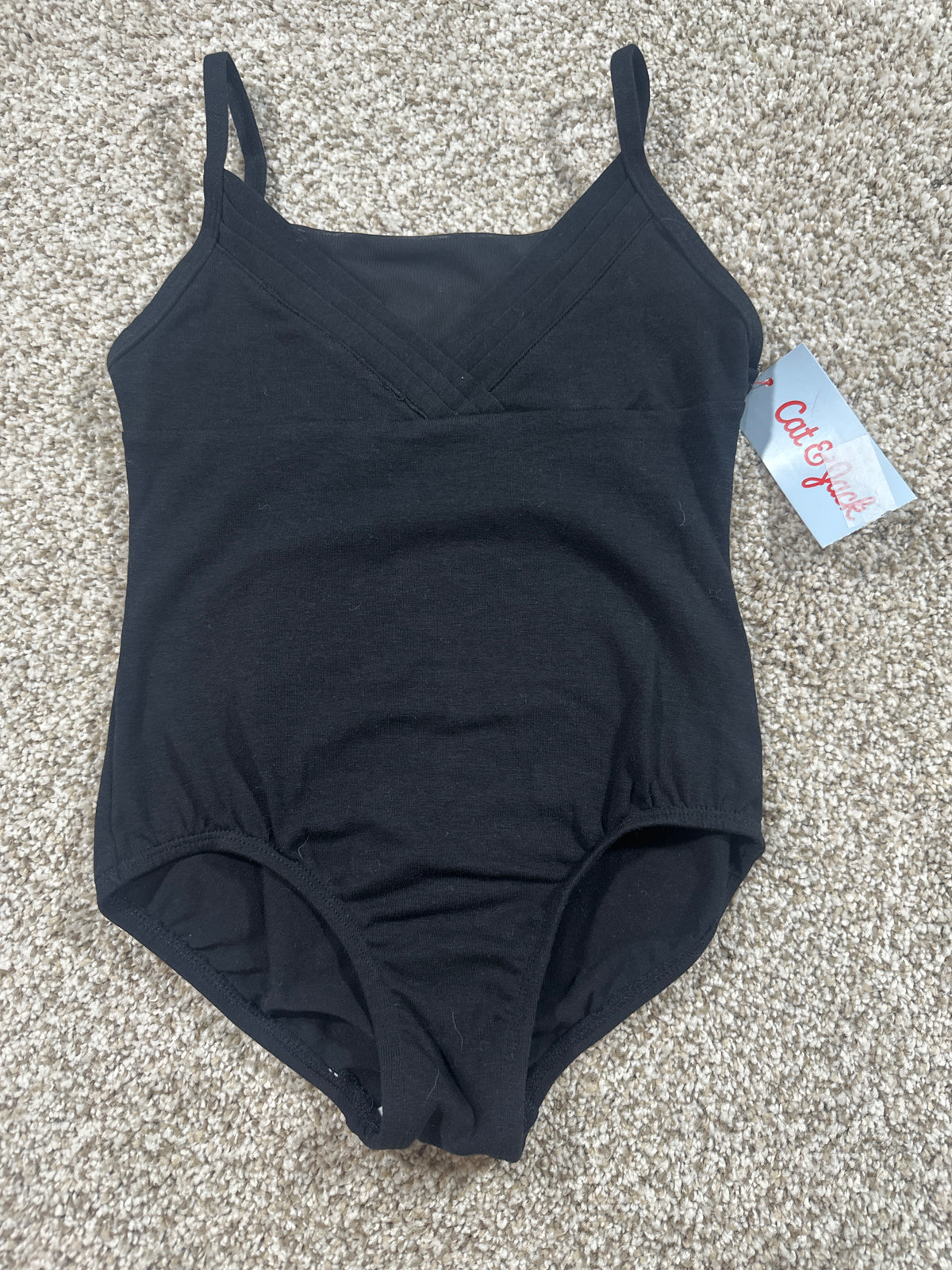 Cat & Jack girls black cami leotard, size S 6/7