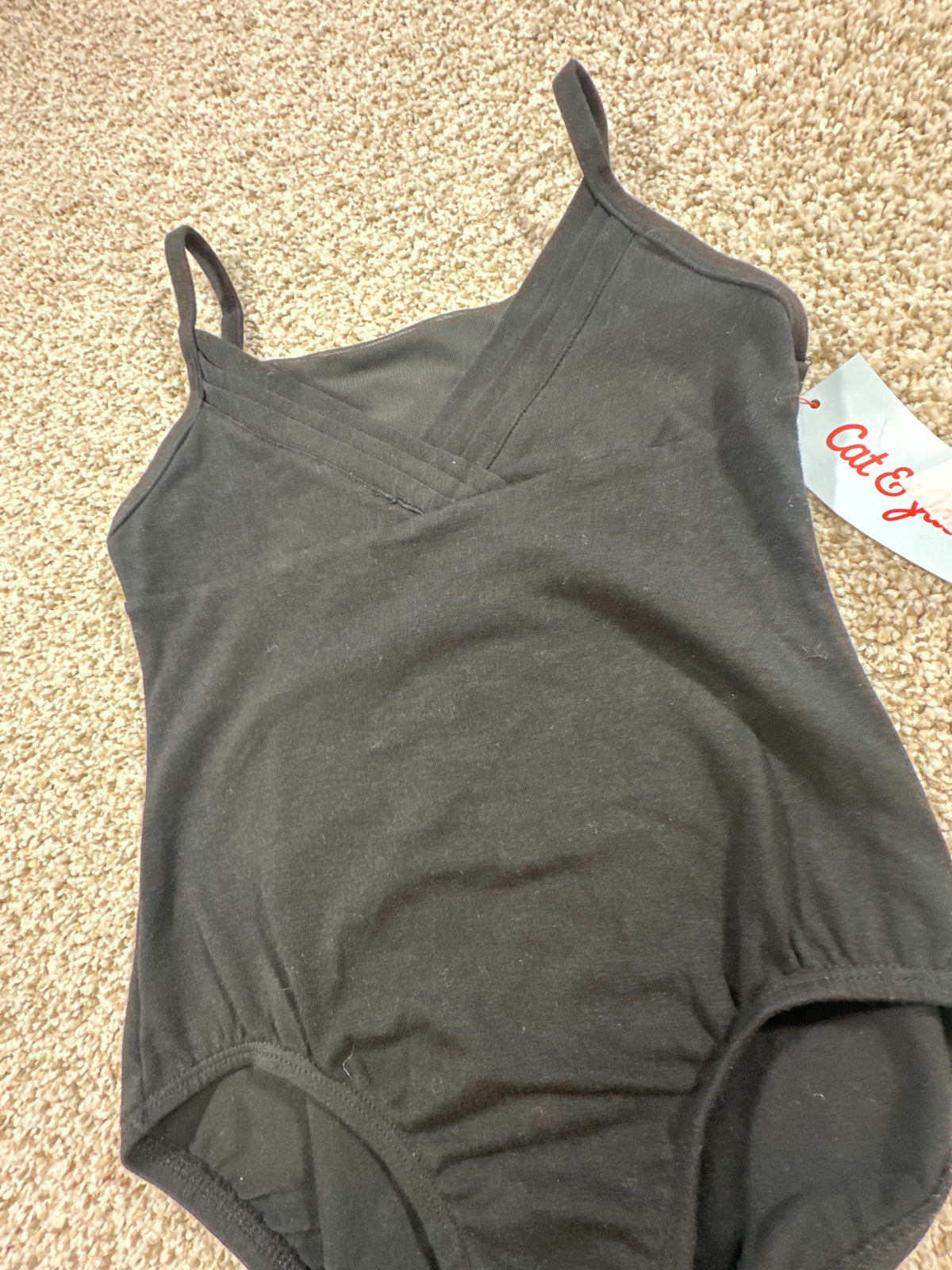 Cat & Jack girls black cami leotard, size S 6/7