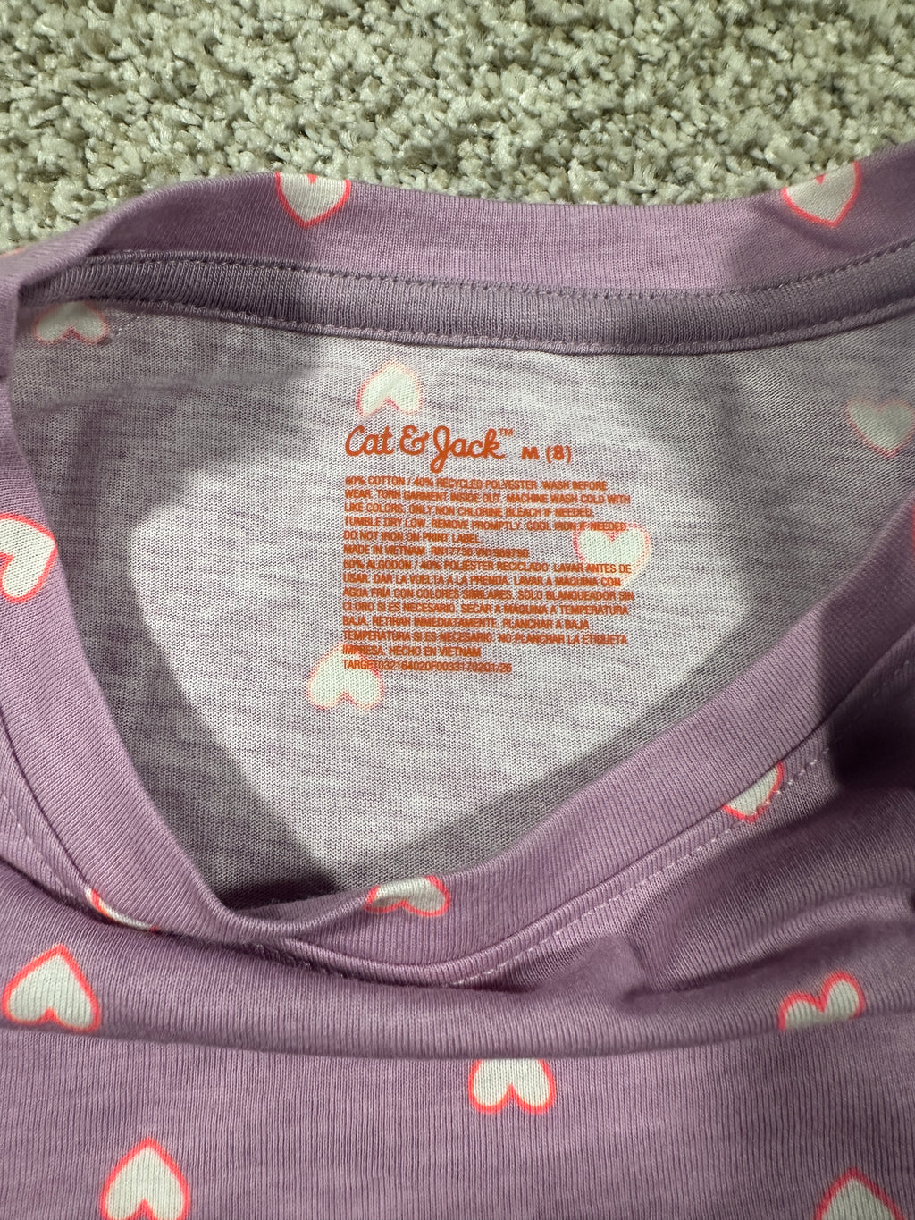 Cat & Jack Girls Purple Hearts Short Sleeve T Shirt Size M 8 — photo 3