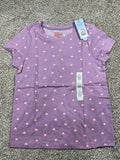 Cat & Jack Girls Purple Hearts Short Sleeve T-Shirt Size L 10/12