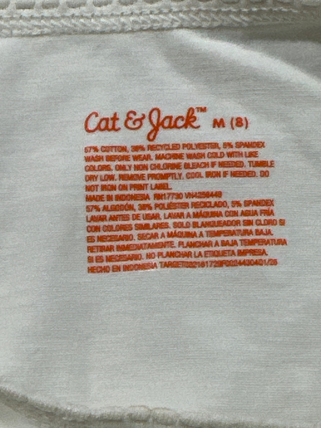 Cat & Jack girls cream fitted short-sleeve T-shirt size M 8