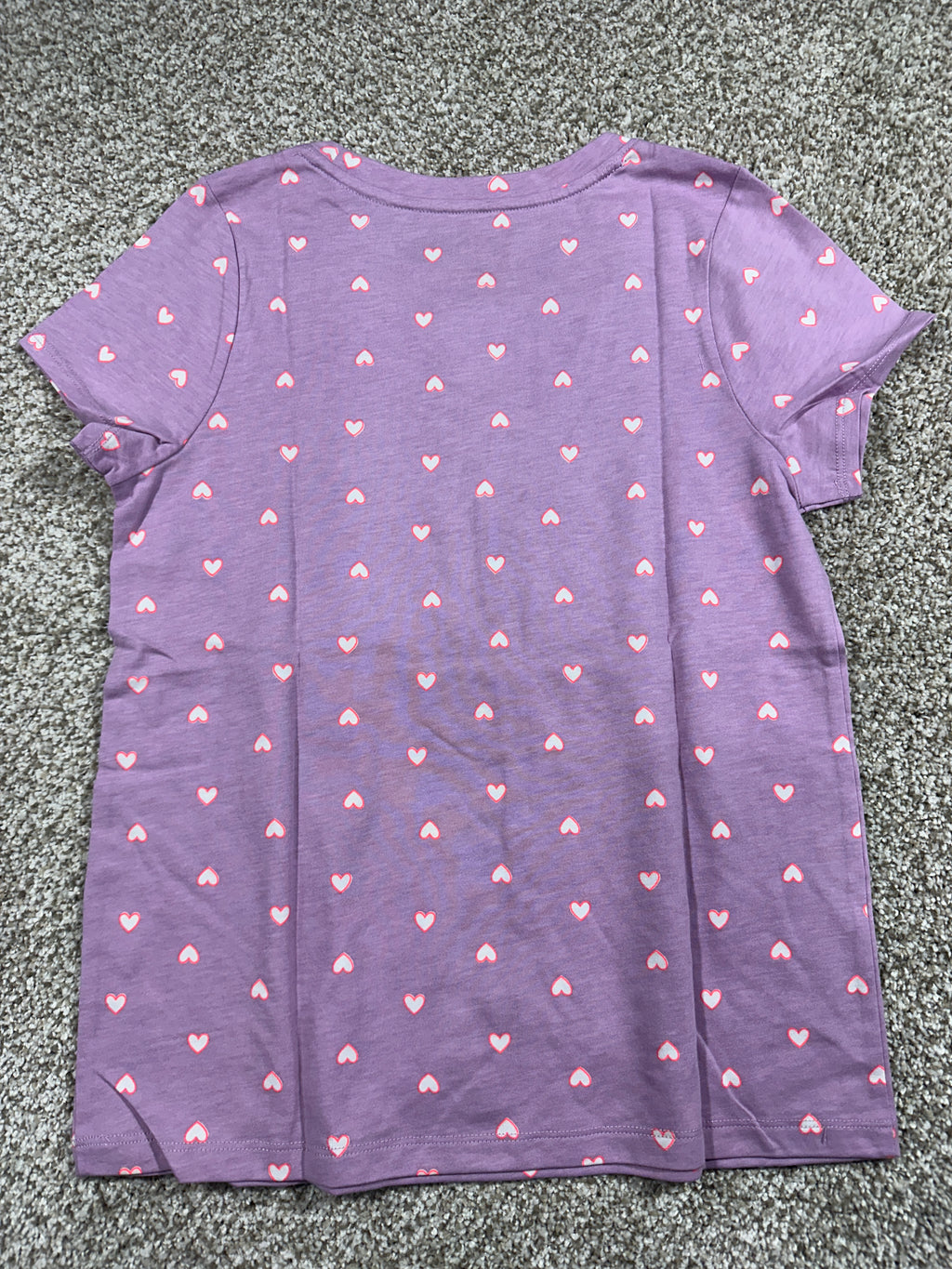 Cat & Jack Girls Purple Hearts Short Sleeve T-Shirt Size L 10/12