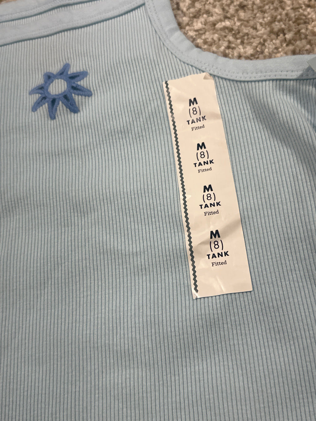 Cat & Jack girls light blue ribbed sun tank top, size M 8