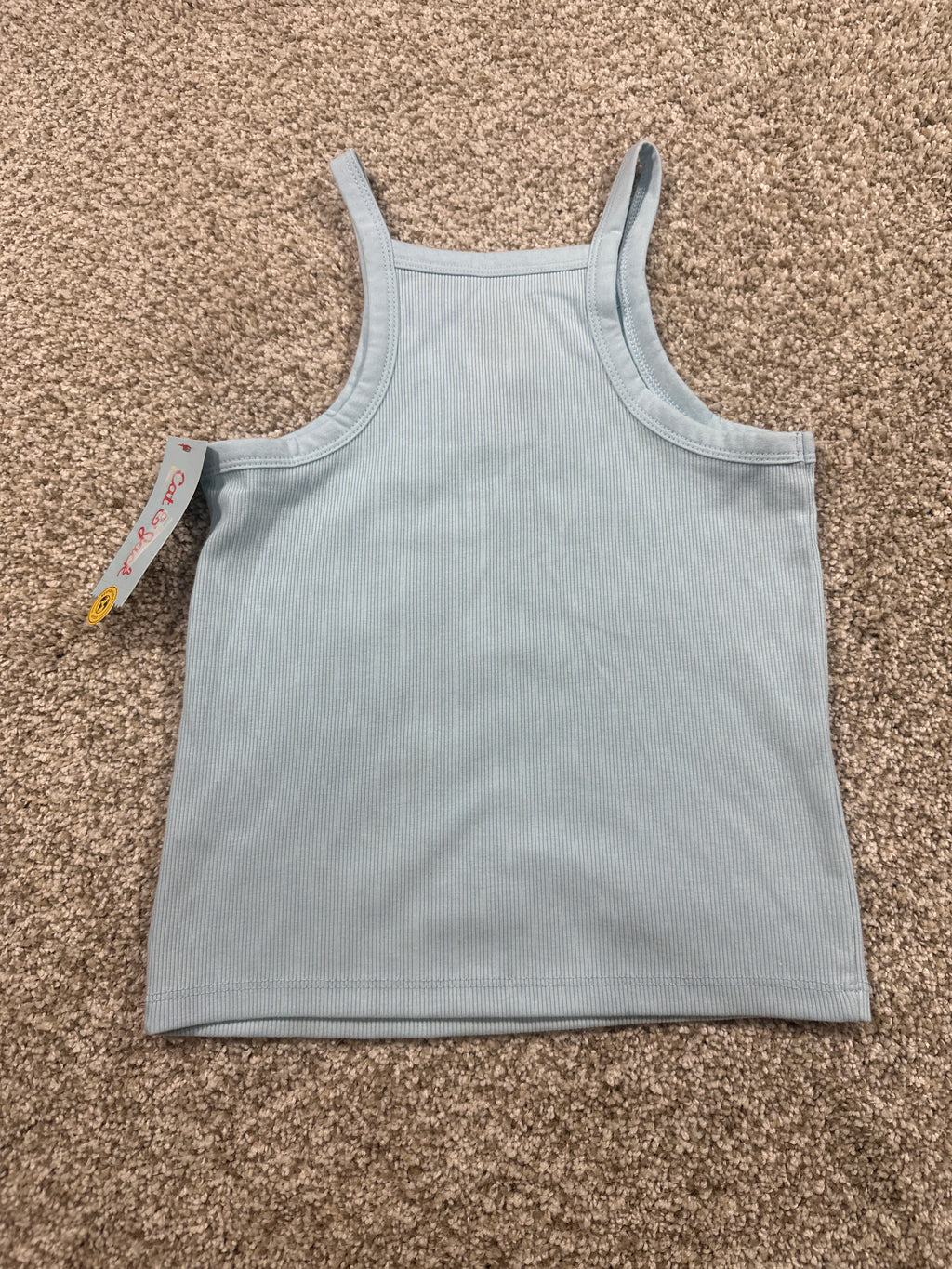 Cat & Jack girls light blue ribbed sun tank top, size M 8