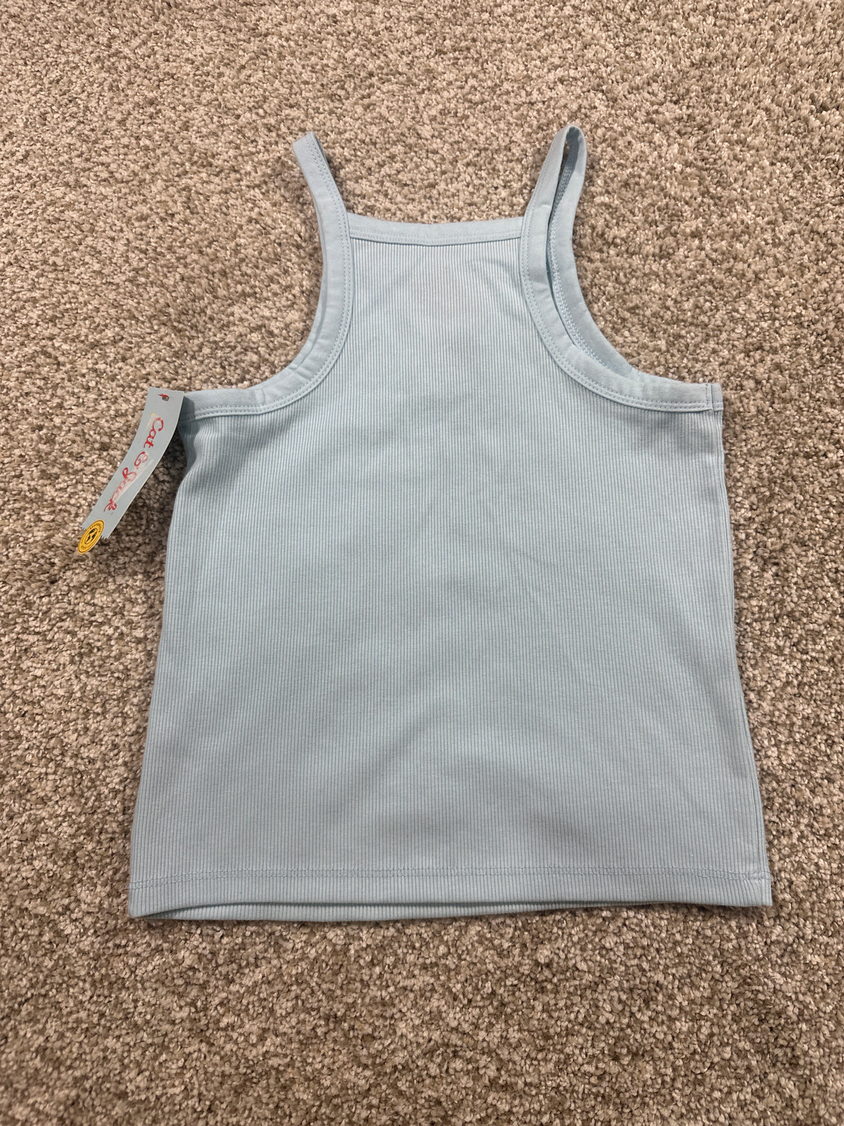 Cat & Jack girls light blue ribbed sun tank top, size M 8