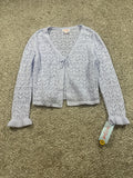 Cat & Jack girls pale lavender pointelle tie-front cardigan, size S 6/7