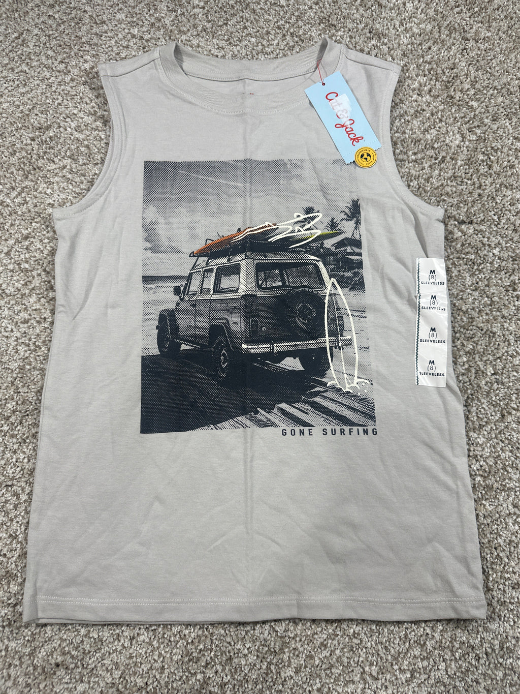 Cat & Jack Warm Gray Gone Surfing Sleeveless Tank Top Size M 8 - Photo 1