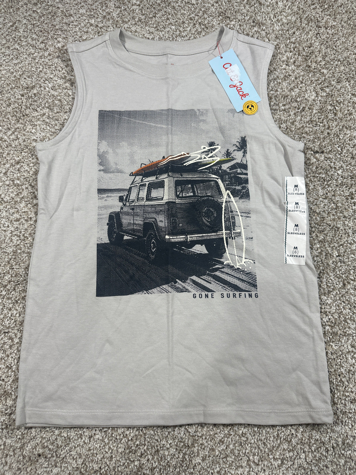 Cat & Jack Warm Gray Gone Surfing Sleeveless Tank Top Size M 8 - Photo 1