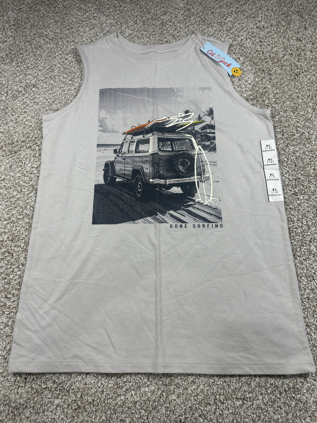 Cat & Jack Warm Gray Gone Surfing Sleeveless Tank Top Size XL 14 - Photo 1